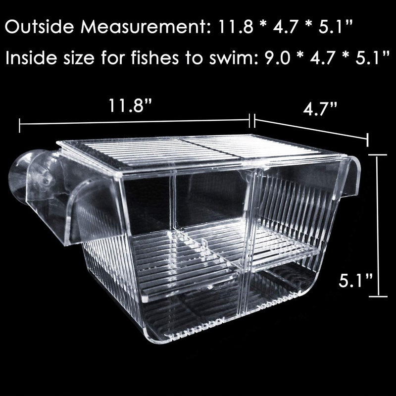 capetsma Fish Breeder Box Fish Hatchery Floating Fish Breeding Box with Removable Grating Perfect Fish Tank Divider for Agreesive Injured Pregnant Fishes - Image 4